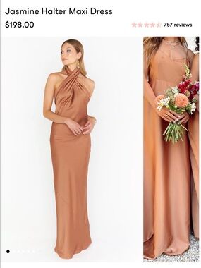Show Me Your MuMu Jasmine Halter Maxi Dress - Copper Luxe Satin